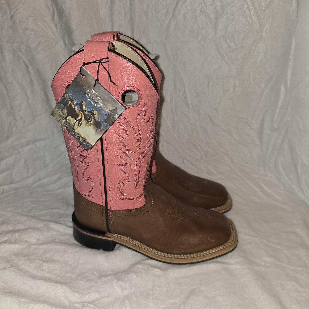 Brand New Old West Pink and Brown Western Cowgirl Boots